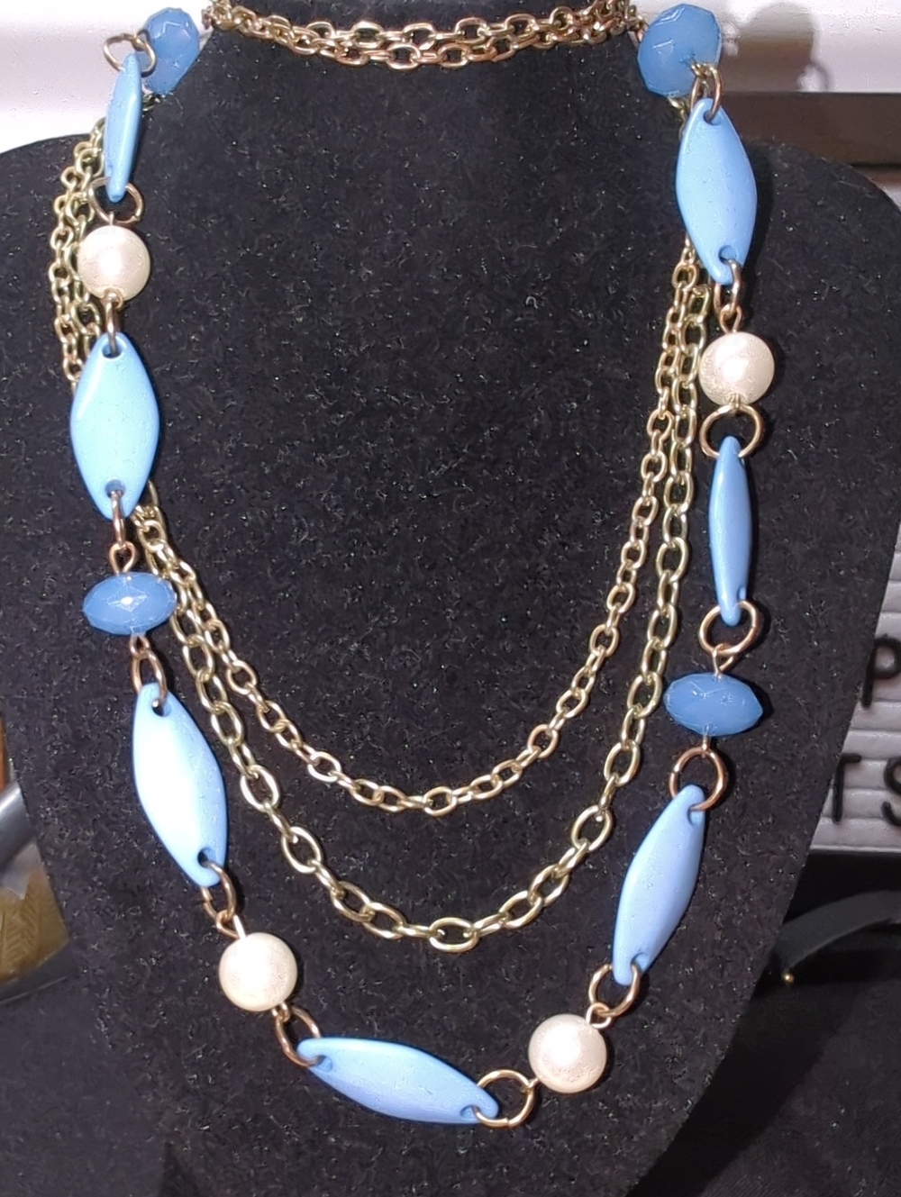 Light Blue Multi-Strand Statement Necklace - Women Jewelry
